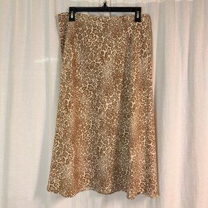 Rachel Zoe Leopard Print Midi Skirt A-Line Brown Size 12